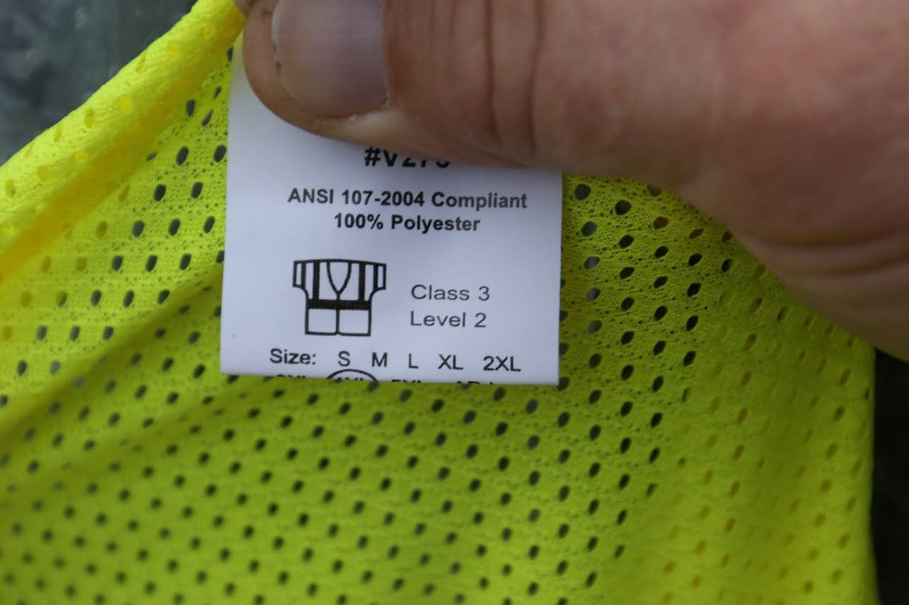 ANSI compliant safety vest label